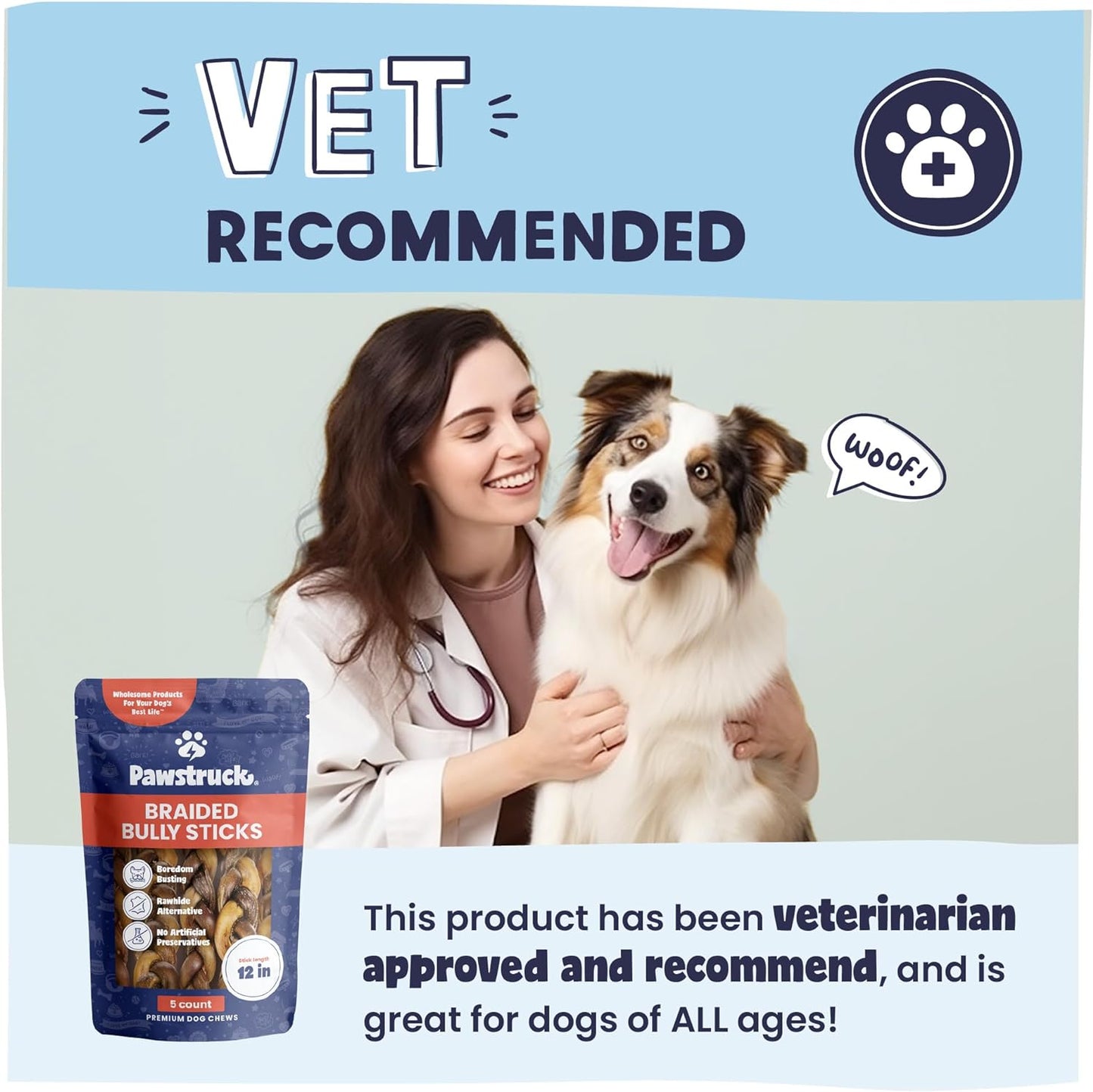 Pawstruck Natural 12” Braided Bully Sticks for Dogs - Tough, Long-Lasting, Rawhide-Free, Low Odor, Healthy Single Ingredient Chew Treat for Aggressive Chewers - 25 Count - Packaging May Vary