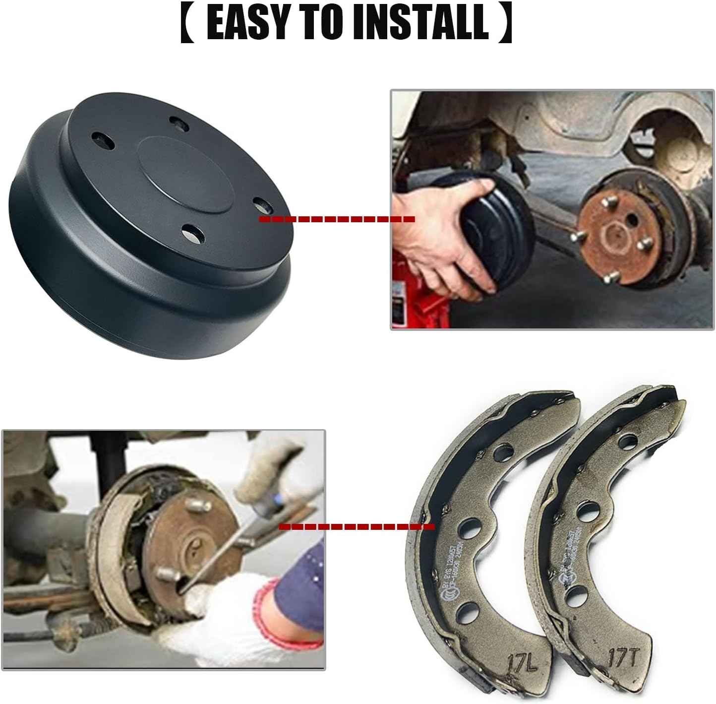 Golf Cart Brake Drums Kit with Brake Shoes & Springs for Club Car, 18 PCS Rear Brake Repair Kit Compatible with 1995-up DS 2004-up Precedent Gas & Electric