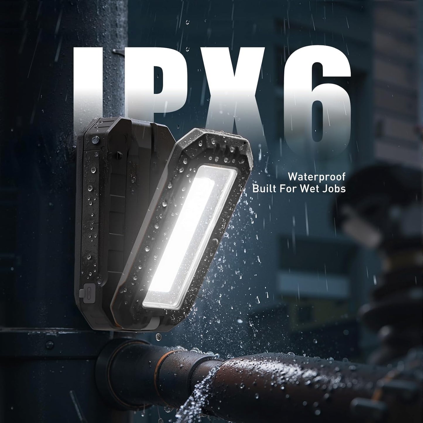 Rechargeable Work Light with Magnetic Base, 1200 Lumens LED Work Light, Portable Magnetic Work Lights with Hook Mechanic Light for Job Site, Workshop, Emergency and Camping