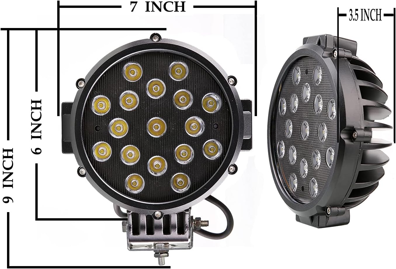 Black Horse Grille brush Bumper Guard Modular Come With pair of 7.0"Dia.LED Lights with Black Trim Rings Compatible with 2016-2019 Honda Ridgeline-17H01MA-PLB