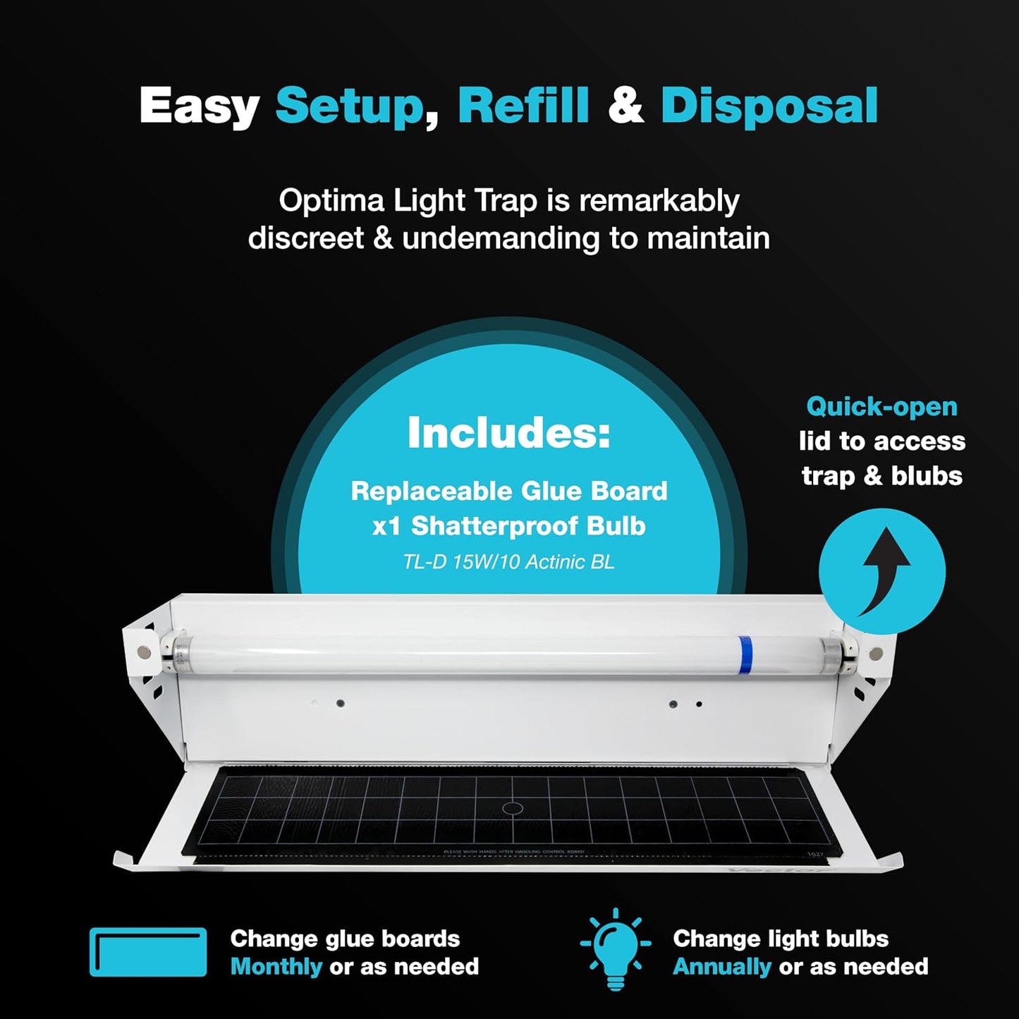 Catchmaster Vector Optima Light Trap, UV Light Fly Traps for Home, Gnat Traps for House Indoor, Shatterproof Bulbs, UV Lamp Insect Killer, Bug Catcher for Kitchen, Garage, & Warehouse - White