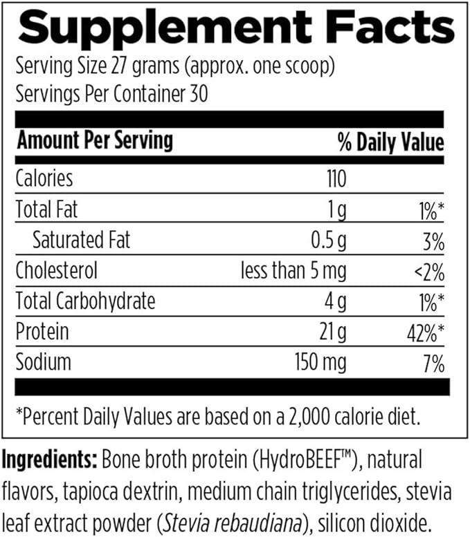 Designs for Health Bone Broth Protein Powder – 21g Grass-Fed, Collagen-Rich Beef Protein Isolate – Vanilla, Paleo, Non-GMO, Dairy-Free (30 Servings / 810g)