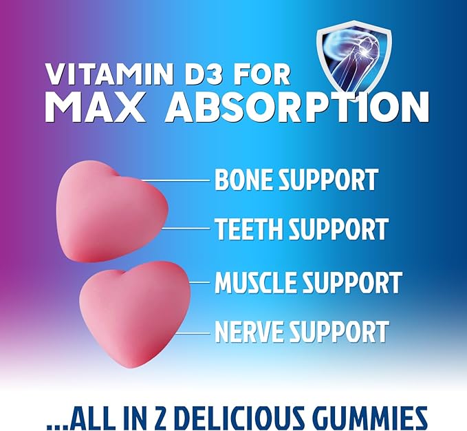 Sugar Free Chewable Calcium Gummy Vitamins - Plus 400 IU Vitamin D3 for Bone, Teeth, & Immune Health Support - Calcium Supplements for Women & Men Daily, Non-GMO, Berry Flavored - 120 Gummies
