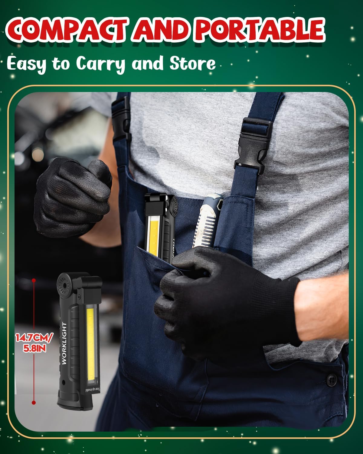 Coquimbo Tool Gifts for Men Him, Rechargeable LED Work Lights Grill Light with Magnetic Base 5 Modes 360° Rotate Mens Gifts for Dad Husband Grandpa Boyfriend (4 Pack Black)