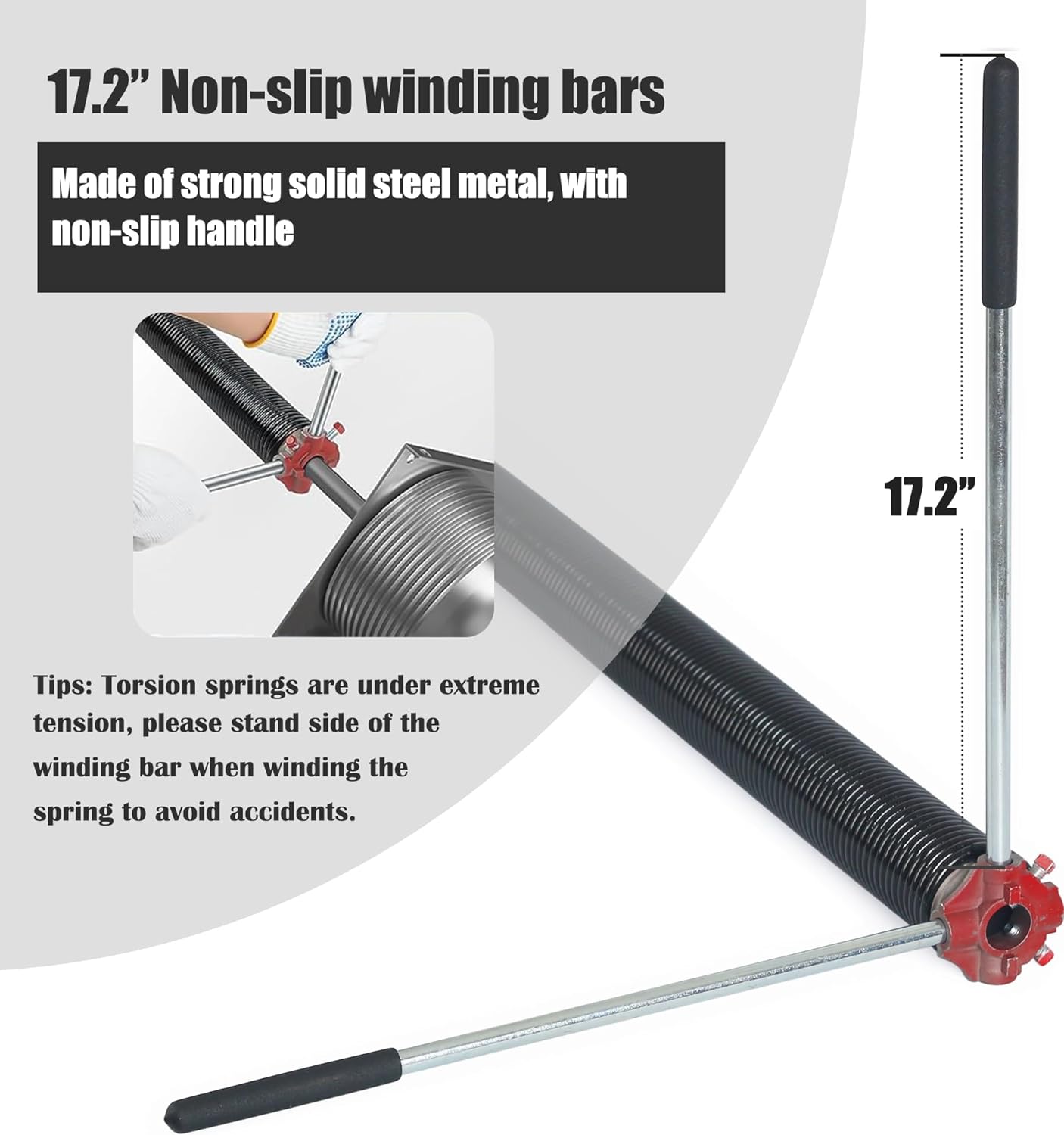 Garage Door Torsion Spring Set, Pair of 2" Electrophoresis Coated Garage Door Spring Replacement with 2 Non-Slip Winding Bars and Bearing, Minimum 16000 Cycles (.243x2x28")