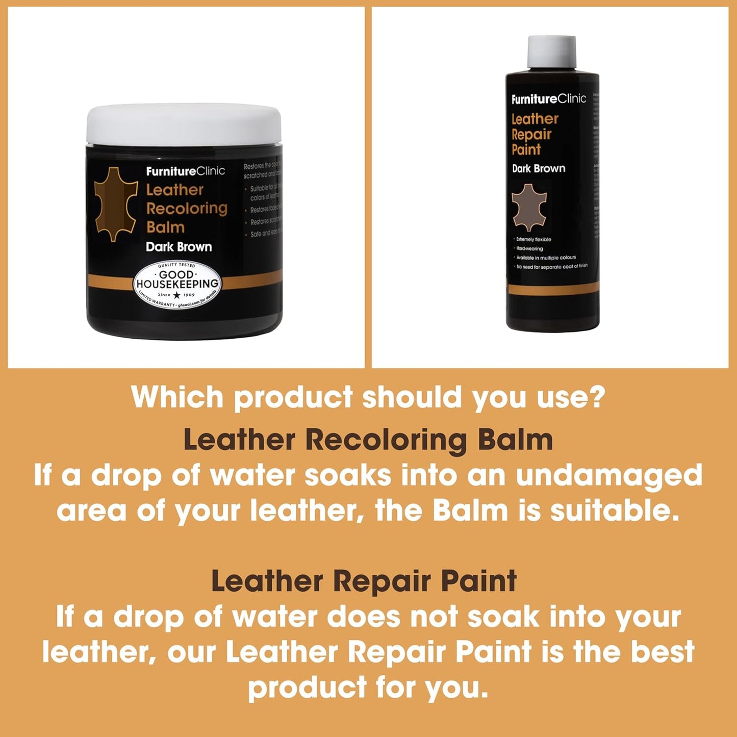 The Original Leather Recoloring Balm by Furniture Clinic - Tan Leather Dye for Furniture, Couches & Car Seats - Restore Scratched, Faded, & Damaged Surfaces