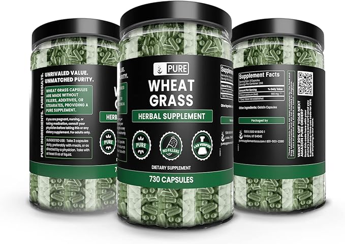 Pure Original Ingredients Wheat Grass (730 Capsules) No Magnesium Or Rice Fillers, Always Pure, Lab Verified