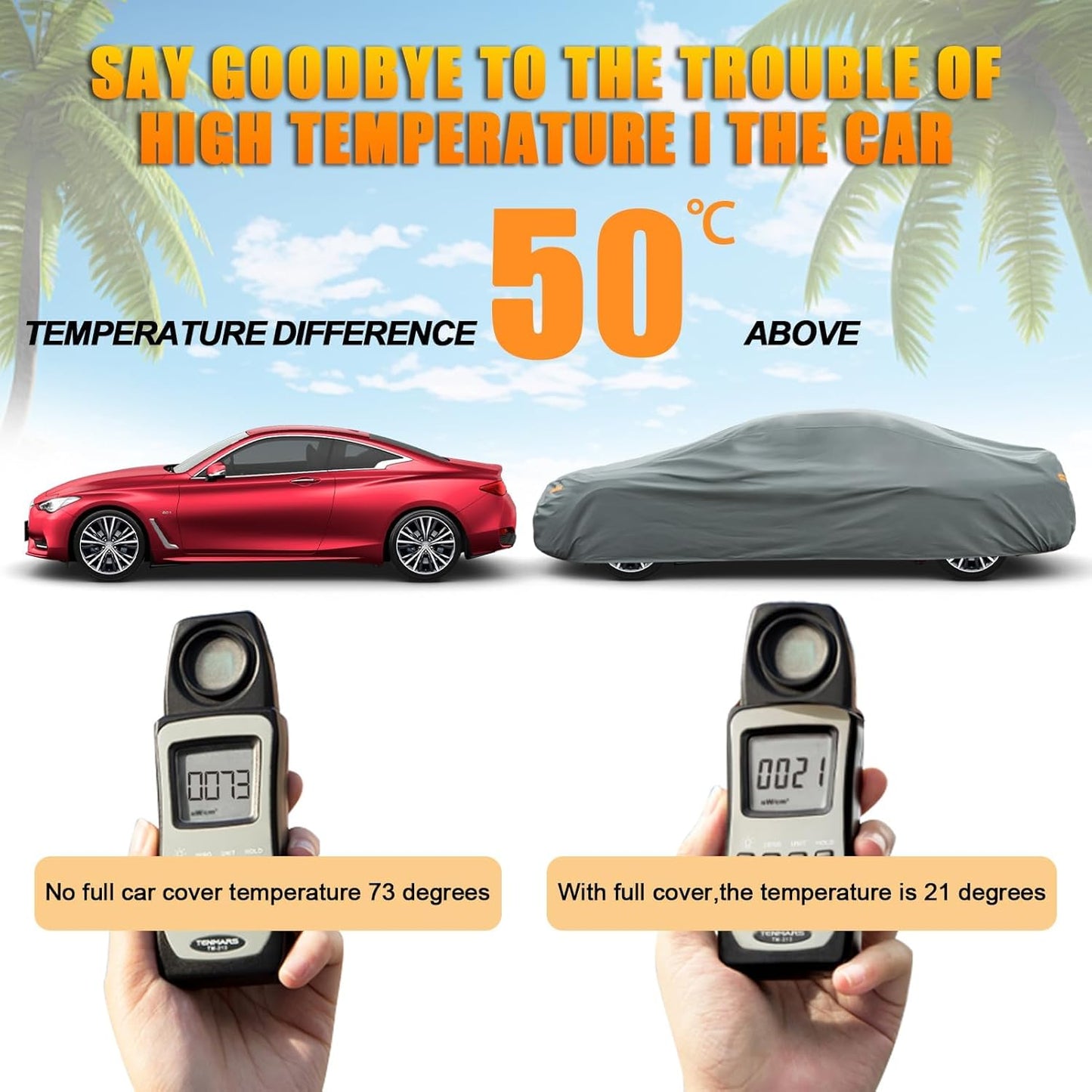 Kayme Heavy Duty Car Cover Waterproof All Weather, Full Exterior Covers Sun Rain UV Protection. Universal Fit Audi A4/A5, Honda Accord/Civic, Nissan Maxima, Cadillac CTS Etc.