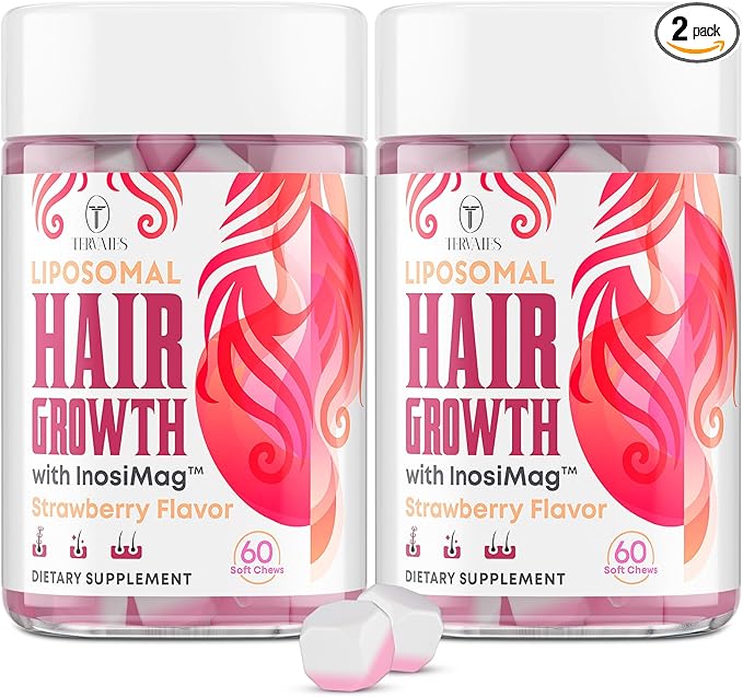 Liposomal Hair Growth Soft Chews – High Potency Hair Growth Vitamins for Women & Men with Biotin, InosiMag Complex, Collagen, Zinc - Strong Hair Skin Nails Vitamins, 120 Count