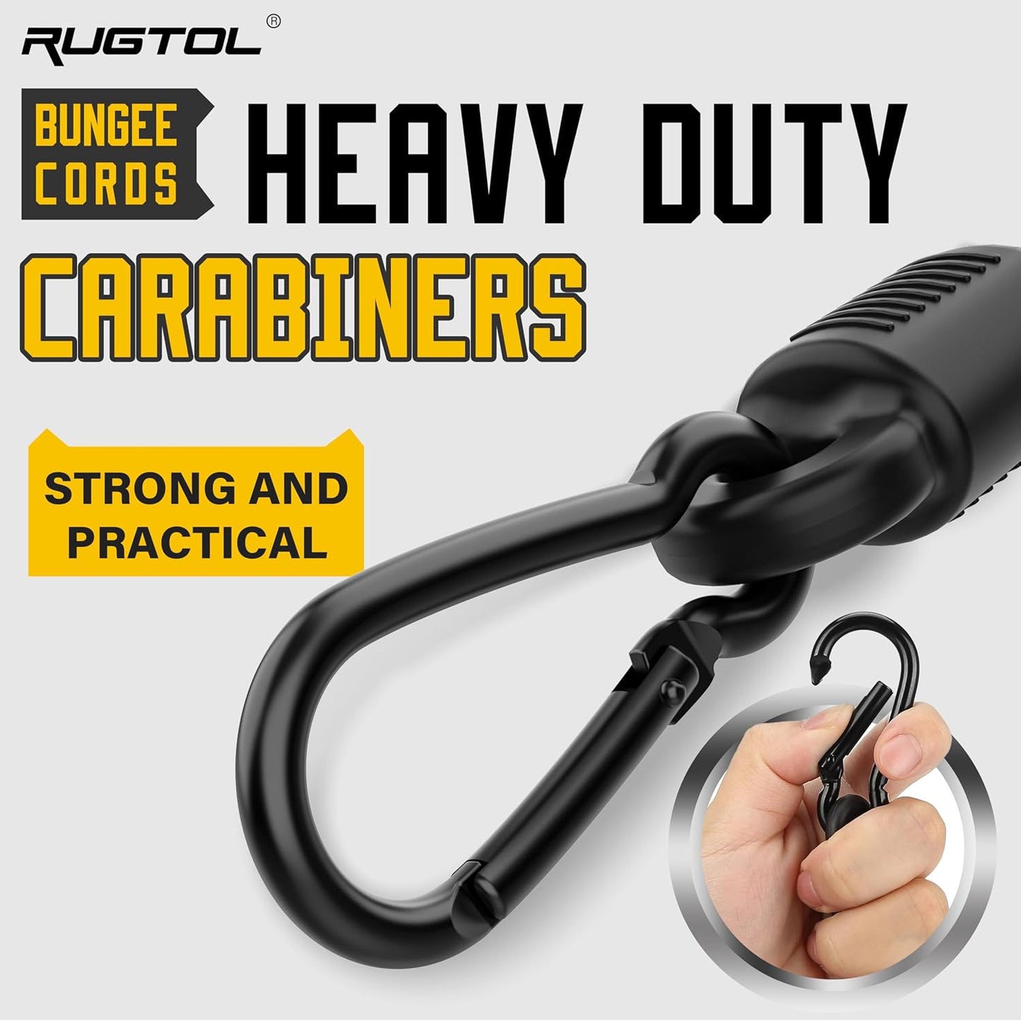 Bungee Cords with Hooks, 60 Inch Adjustable Blue Bungee Cords with Carabiner Heavy Duty Outdoor, 8mm Thick Easy to Adjust Durable Bungee Rope UV Resistant for Bike Rack, Garden, Tension, 6 Pack