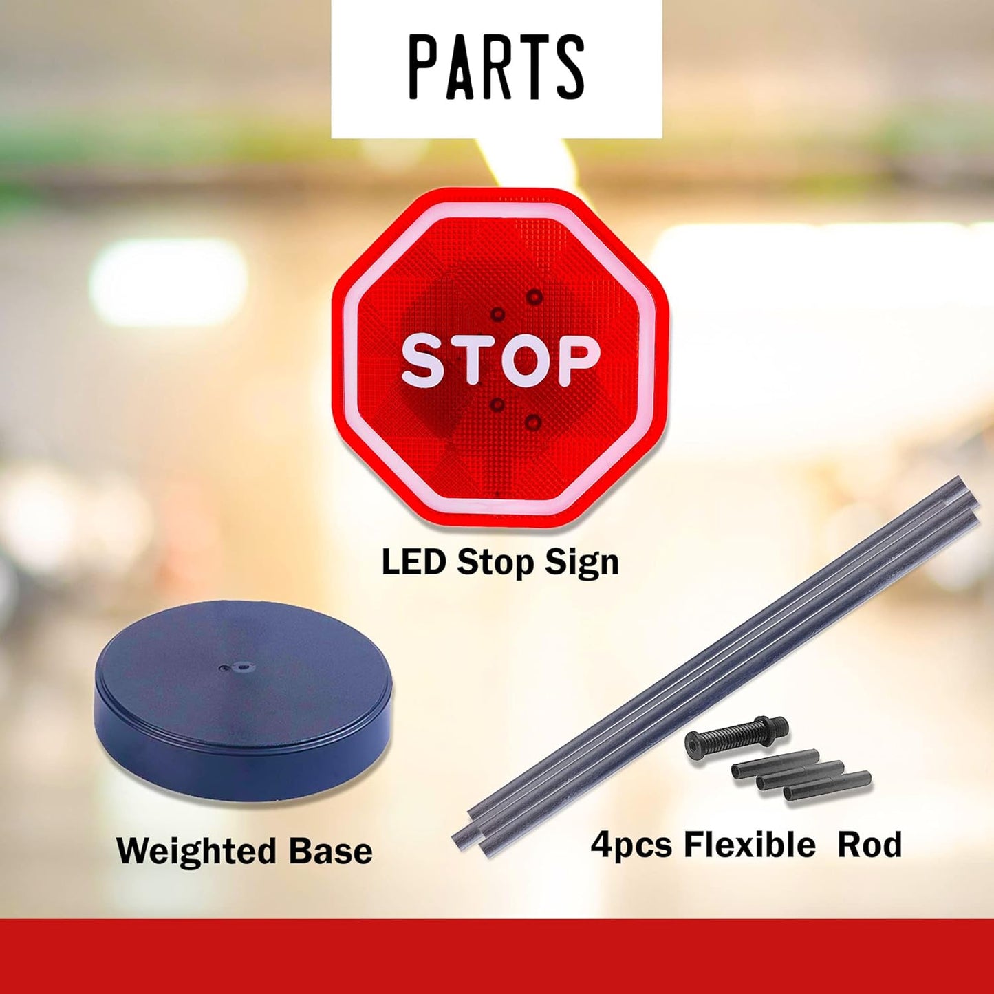 Andalus Brands Flashing LED Stop Sign Garage Parking Assistant System | Bumper Sensor,Red (1 Pack)