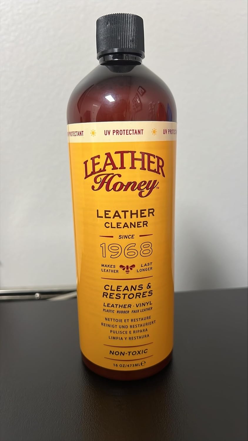 Leather Honey Leather Cleaner Spray: UV Protectant, Non-Toxic & Made in the USA Since 1968. Cleans & Protects Leather, Faux & Vinyl - Couches, Car Seats, Purses, Shoes, Bags & Tack. Safe for Any Color