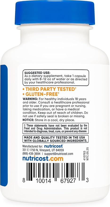 Nutricost KSM-66 Ashwagandha Root Extract 600mg, 60 Veggie Caps - 5% Withanolides - with BioPerine - Full-Spectrum Root Extract