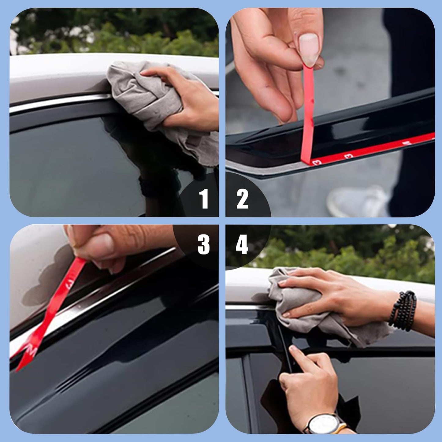 Window Visor Rain Guards Fit for Nissan Frontier Crew Cab 2005-2021 Trucks, Outside Mount Vent Deflector, Smoke Tinted Side Wind Window Deflectors for Nissan Frontier Accessories 94407