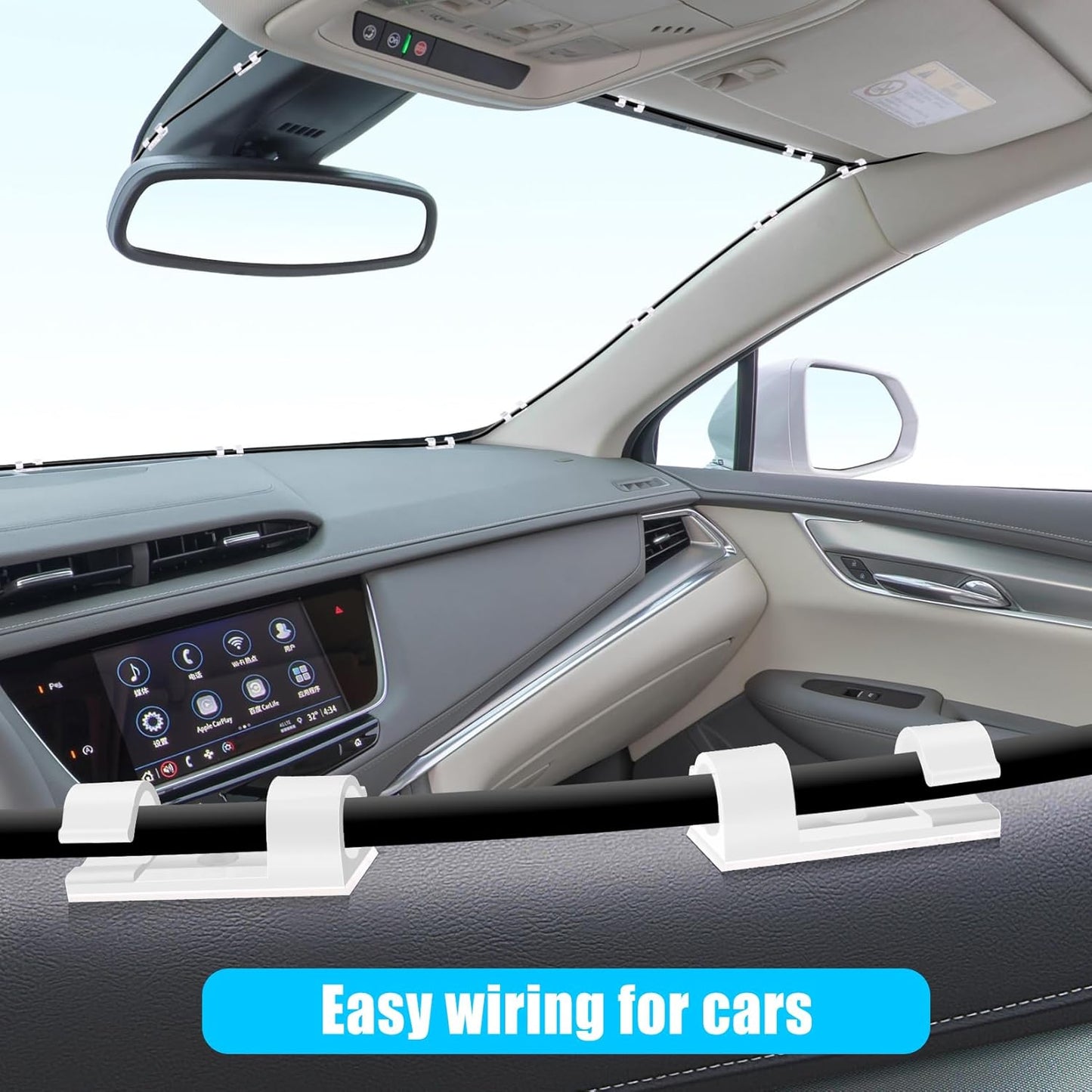 XHF 35pcs Large Self Adhesive Cable Clips White,Wire Clips Cable Management Wire Organizer Cord Holder for Under Desk, Car, Wall, TV PC Ethernet Cable