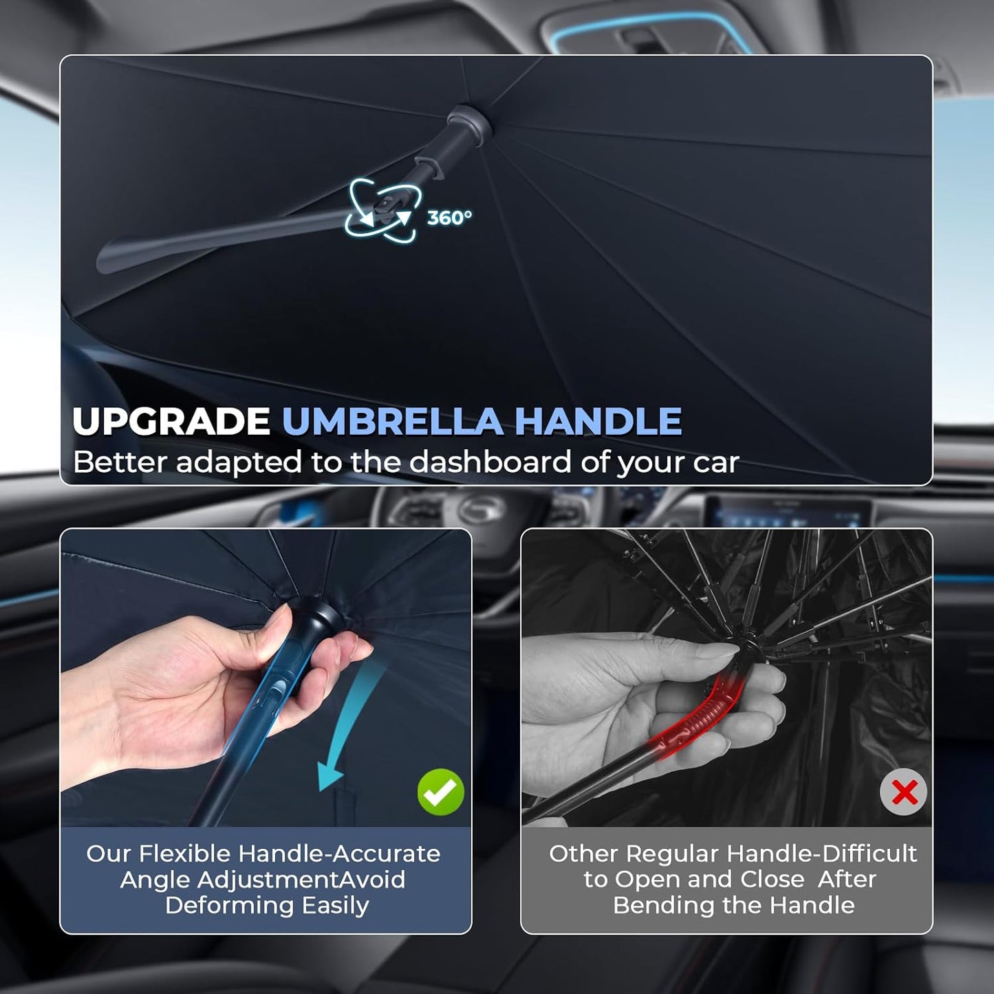 Windshield Sun Shade Umbrella for 2022-2025 Hyundai Ioniq 5 Accessories: Custom Fit 240T Silver, Double Thickened, Foldable Sunshade Window Sun Visor, Ultimate 99% UV Blocking for SE, SEL, Limited