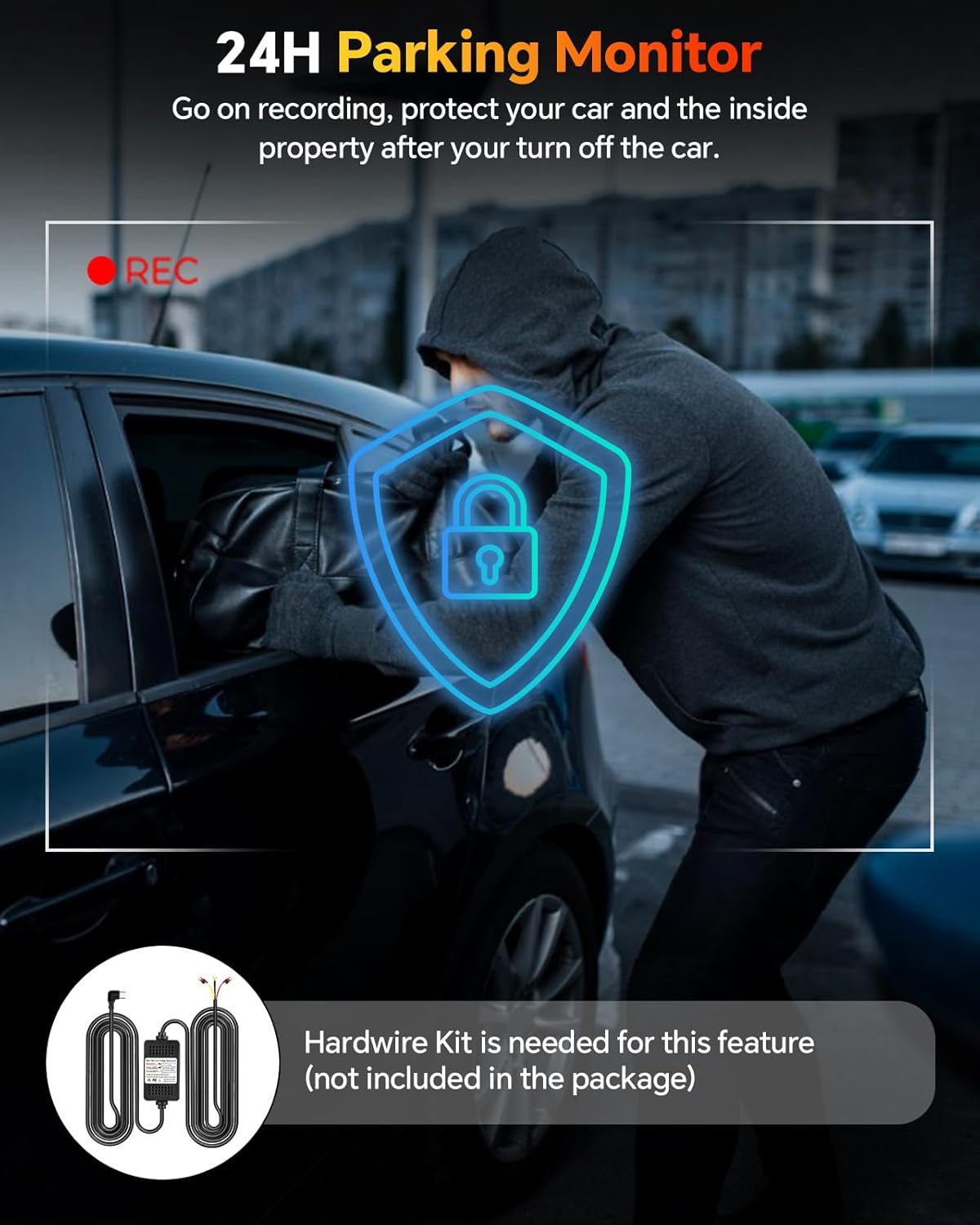 Dash Cam Front and Rear Inside, 1080P 3 Channel Dash Camera for Cars with 64GB Card, Super Night Vision Dashcam, Car Camera with Loop Recording, G-Sensor, WDR, 24H Parking Monitor