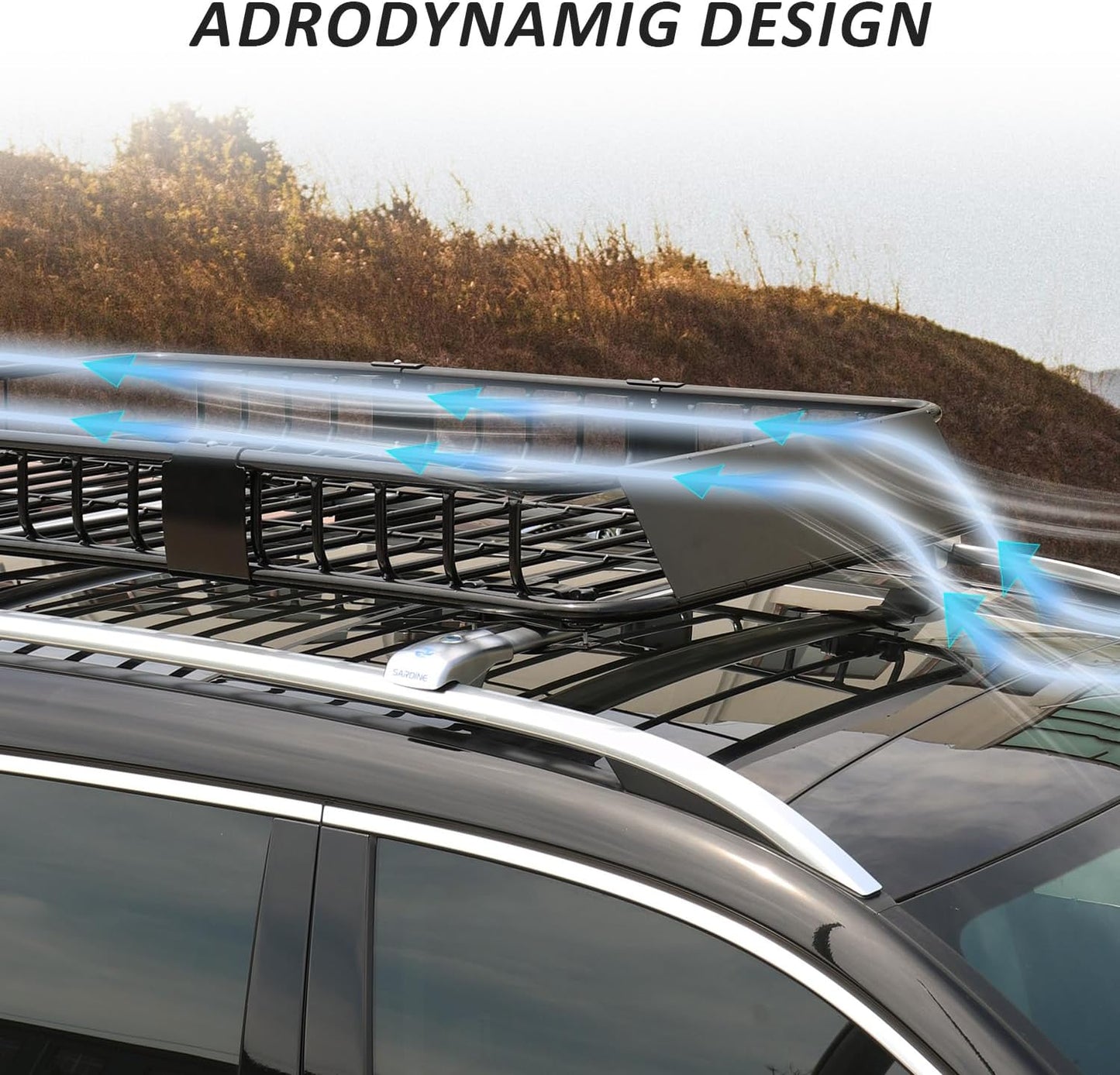 FORWODE Roof Rack Carrier Basket, 64" x 39" x 6" Rooftop Cargo Carrier with 250 lbs Capacity, Rust-Proof Steel Heavy Duty Car Top Luggage Basket with Waterproof Cargo Bag, Net and Straps