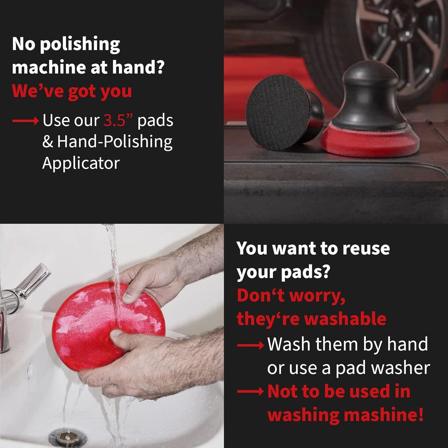 menzerna 3.5 Inch 2X Premium Polishing Pads Heavy Cut for Scratch Repair I Body Repair and Detailing Pads with Safety Edge & Velcro Attachment I Washable & Long Lasting