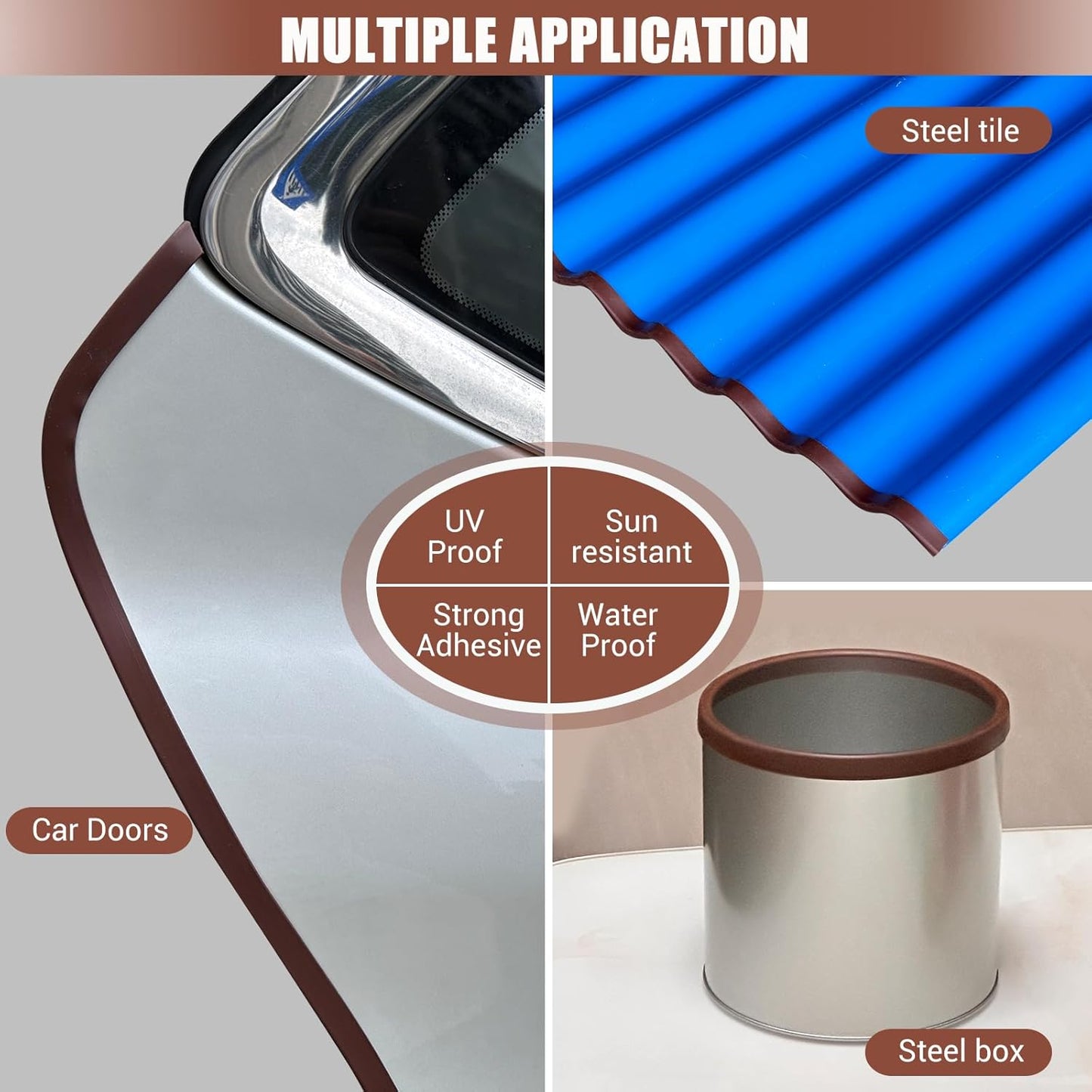 Rubber Edge Trim, Flexible Edge Trim for Sharp Edge, 1/16" U Channel Edge Protector, Self Adhesive Edge Guards for Car Doors and Sheet Metal Parts, 20Ft, Brown Color