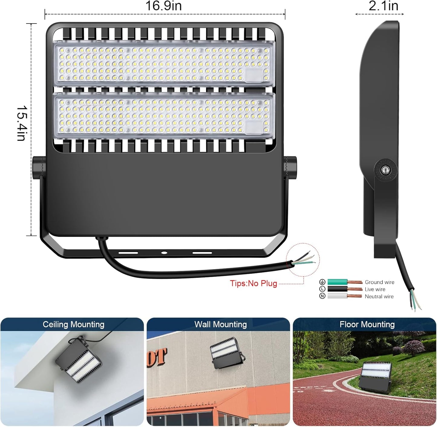 LED Stadium Lights, Outdoor Super Bright 240 Watt 36000 Lumen Stadium Flood Light, 5000K 120° Wider Lighting Angle Commercial Arena Lights 110Volt-277Volt (3 Pack)