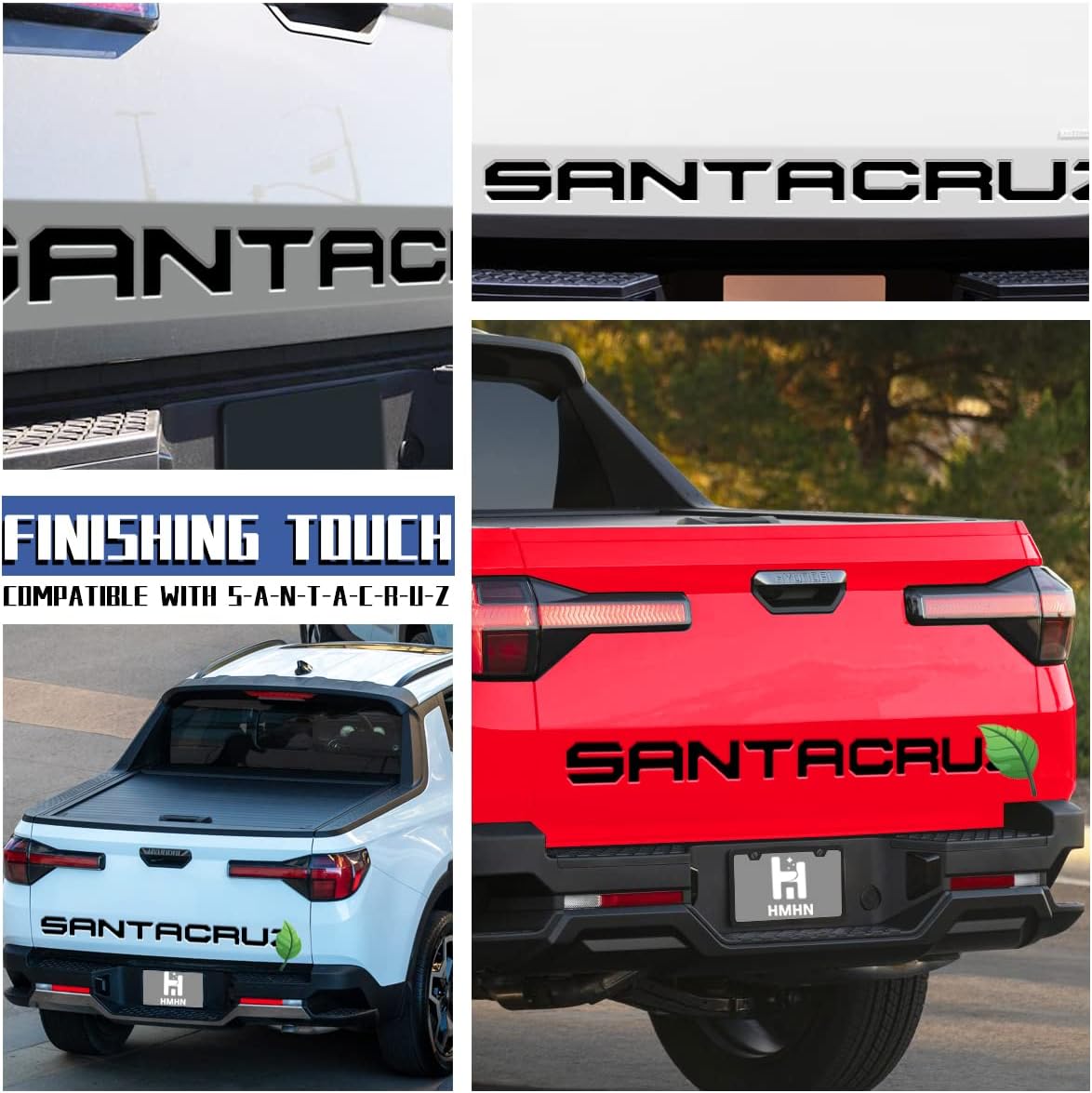 Tailgate Inserts Letters Compatible for 2022 2023 2024 2025 Santa Cruz 3D Raised & Strong Adhesive Decals Letters Rear Emblem Decal Sticker Compatible for Santa Cruz Accessories-Matte Black