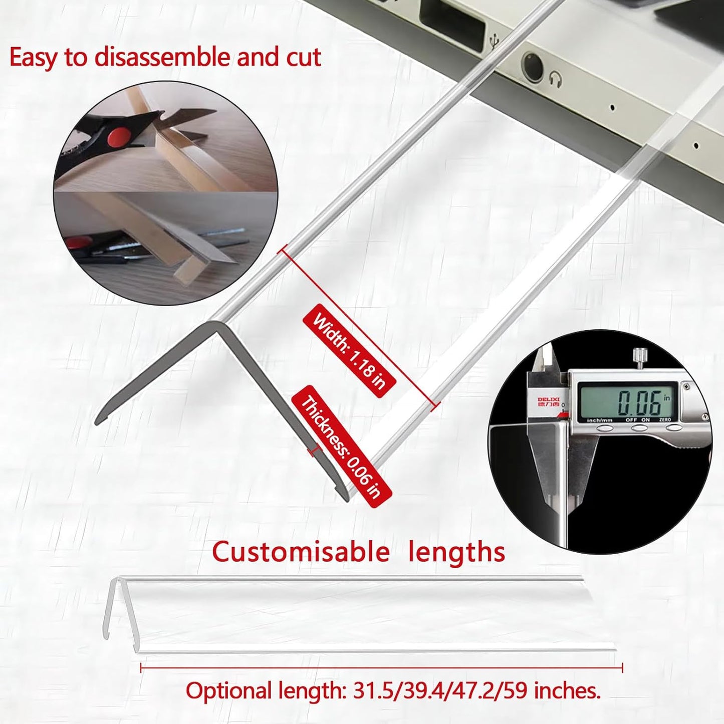 Wall Corner Protector - 2PCS, 16"x1.18" - Self Adhesive Clear Corner Protectors for Walls, Cabinet Doors, Edge Protector Trim; Easy to Install Corner Guards for Walls (40.6cm x 3cm)