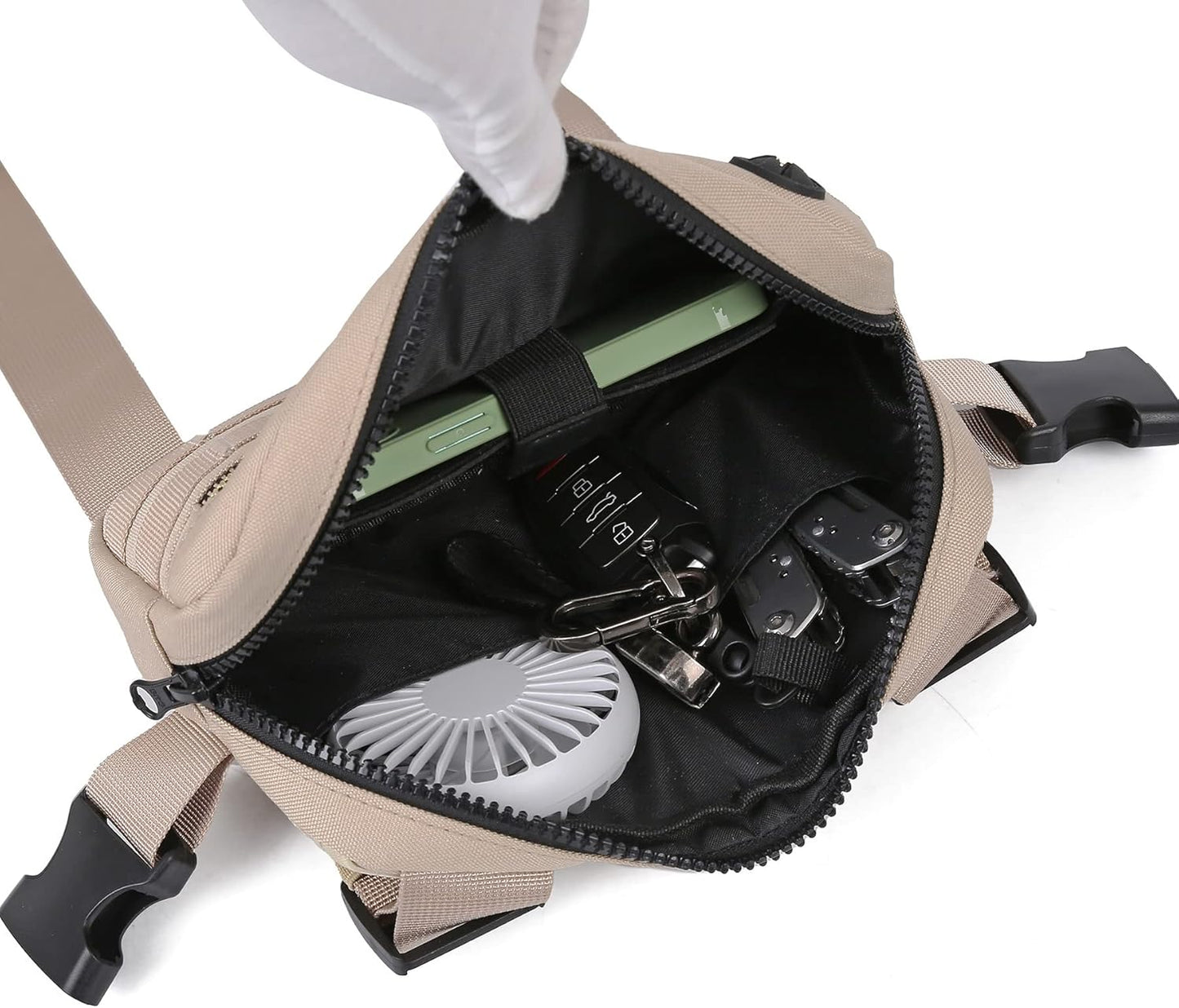 Outdoor Chest Bag For Men, EDC Chest Pack With Built-In Phone Holder, Lightweight Chest Rig Pouch