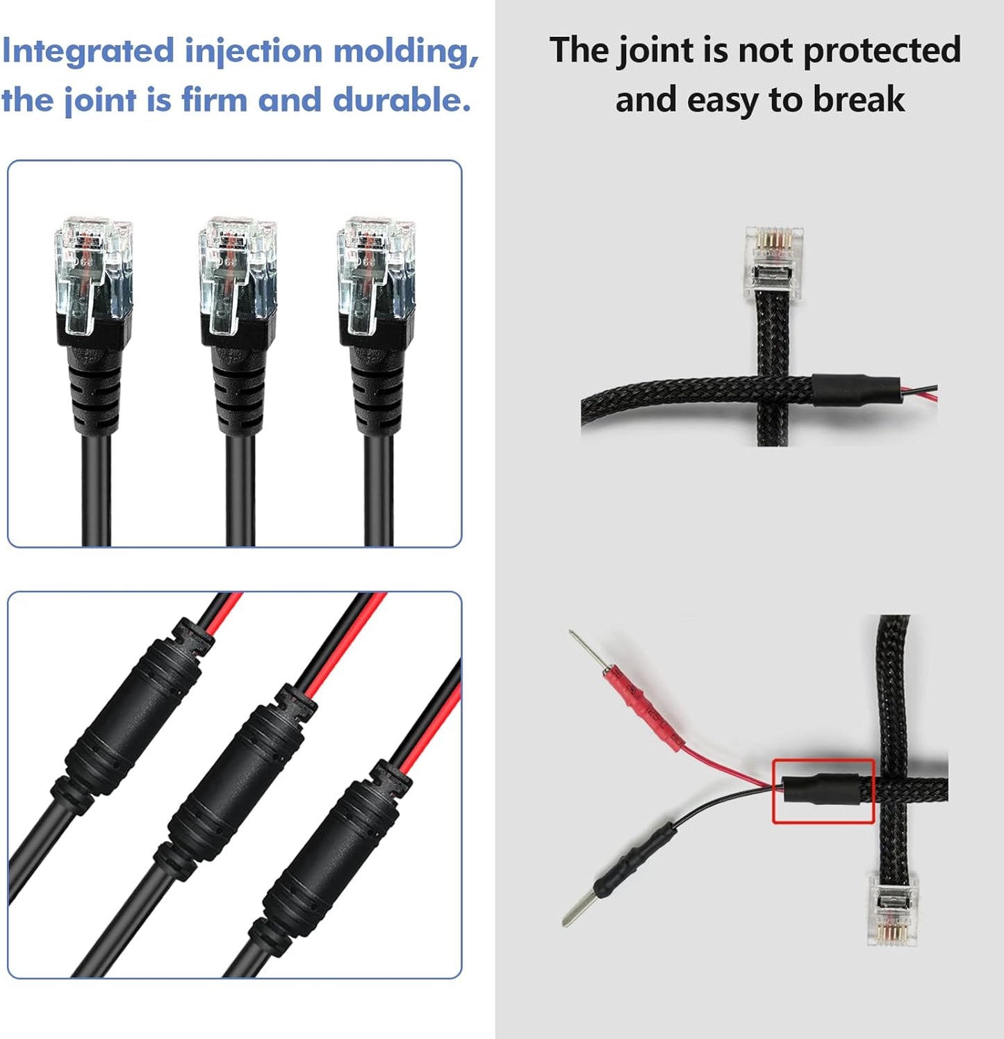 Radar Detector Hardwire Power Cord,Rearview Mirror Plug Cable,with Inline Fuse Holder,Suitable for Escort Beltronics Valentine One Cobra Whistler Radar Detector,3-Piece Set,9.8'' (RJ11)