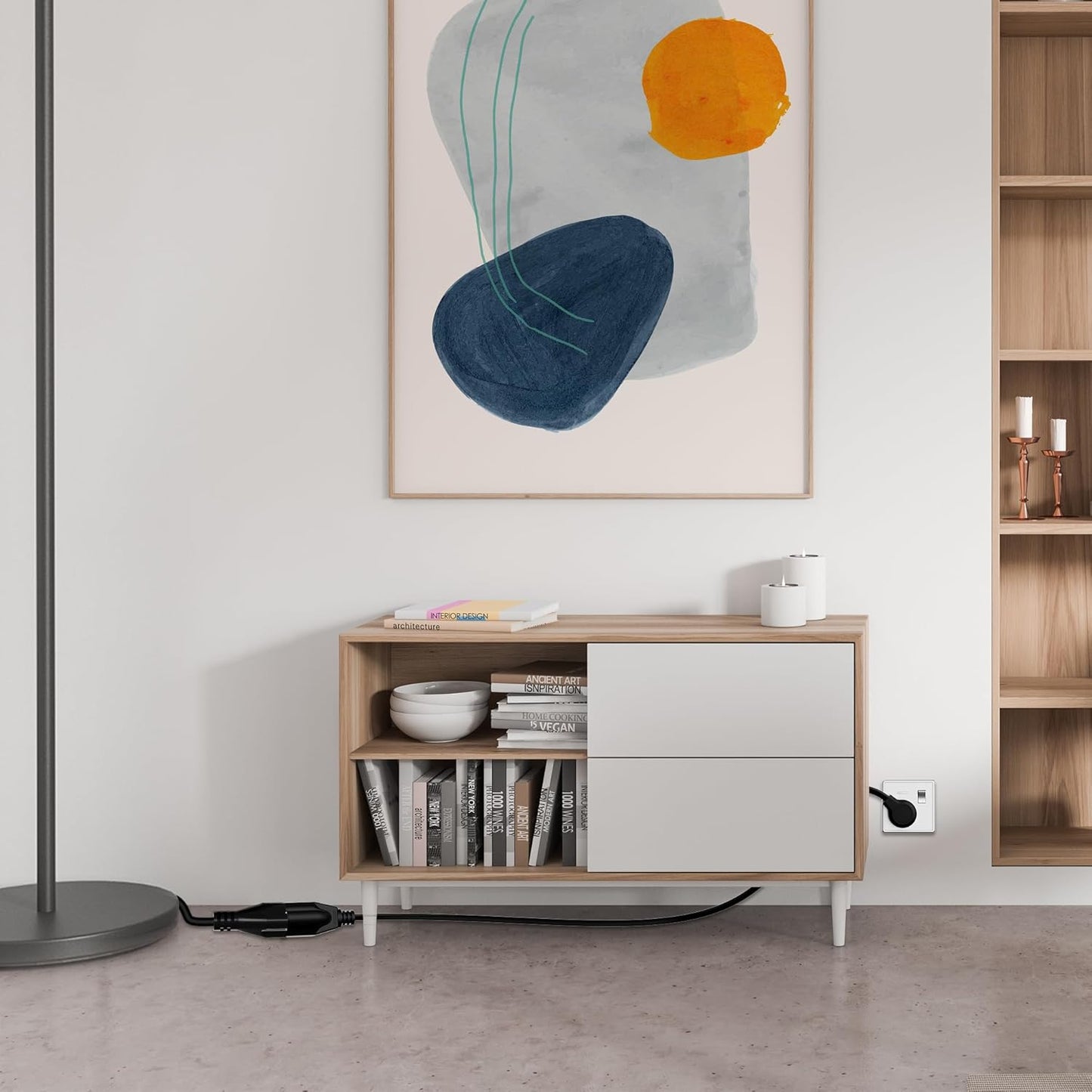 Elecan Flat Plug Extension Cord 25 Ft with Slim Space-Saving Plug Design, Thin Flat Cable Low Profile Power Cord 3 Prong Grounded Wire, 16 Gauge 13 A/125 V-Black-ETL Certified