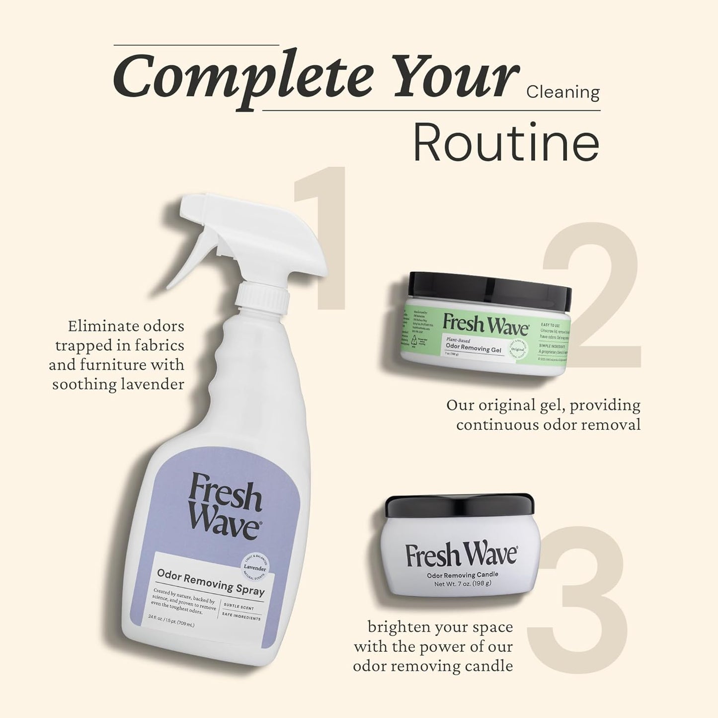 Fresh Wave Lavender Scent Odor Eliminator Spray & Air Freshener, 24 fl. oz. | Odor Absorber for Home, Furniture, Fabrics & Trash | Safer Odor Relief