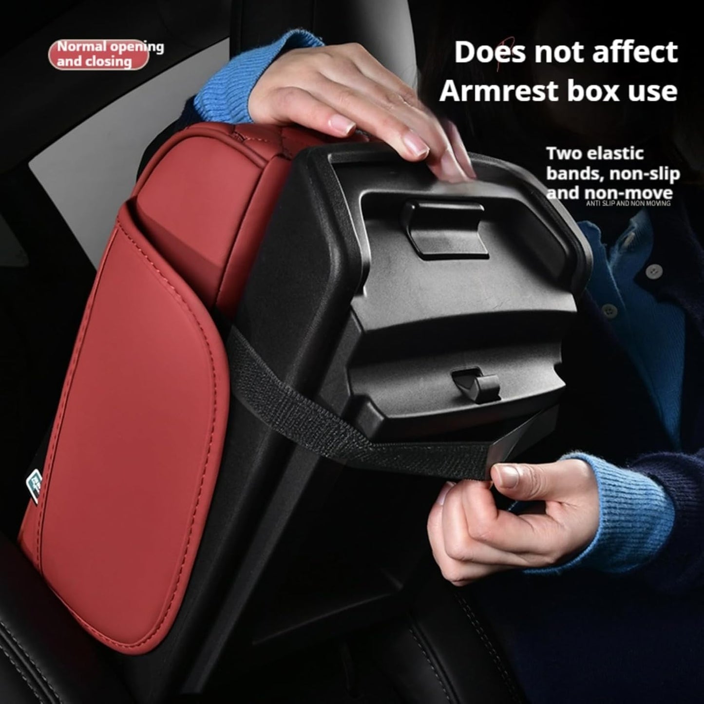 Center Console Cover Organizer, 5-in-1 Arm Rest Cover for Car with Cup Holder & Storage Pocket & Tissue Holder, Armrest Cover Cushion Pad, Grid, Grey