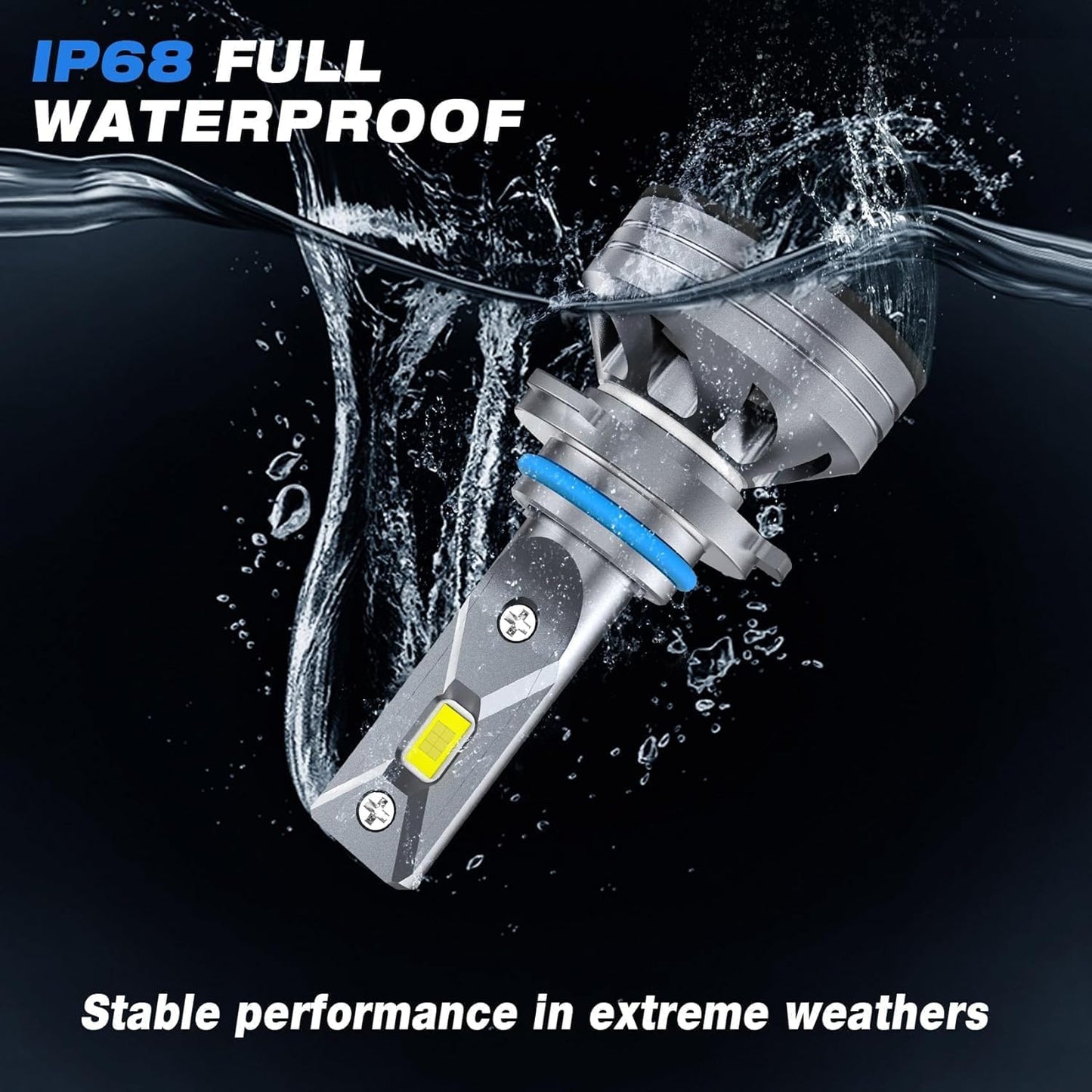 9006/HB4 Light Bulbs, 800% Super Bright 6500K Cool White HB4 Lights, 1:1 Mini Size Easy to Install Bulbs with 5 Years Lifespan, IP68 Waterproof, Pack of 2