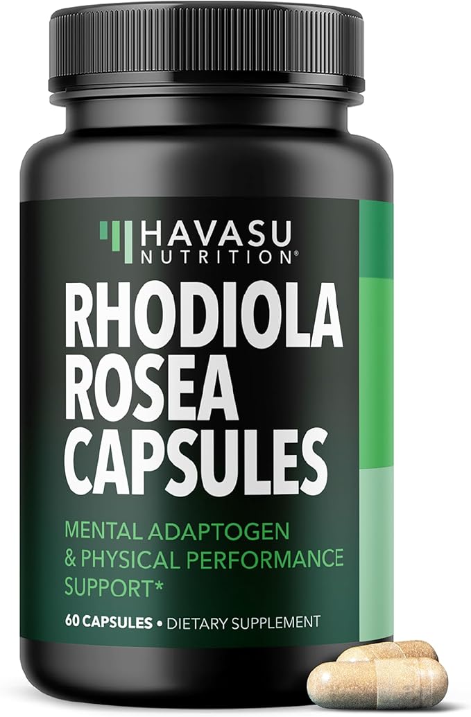 Rhodiola Rosea Supplement - Herbal Adaptogen for Mental and Physical Performance Support (3% Salidrosides, 3% Rosavins Extract) - 60 Count - Vegan, Non-GMO, and Gluten-Free Capsules - 2 Month Supply