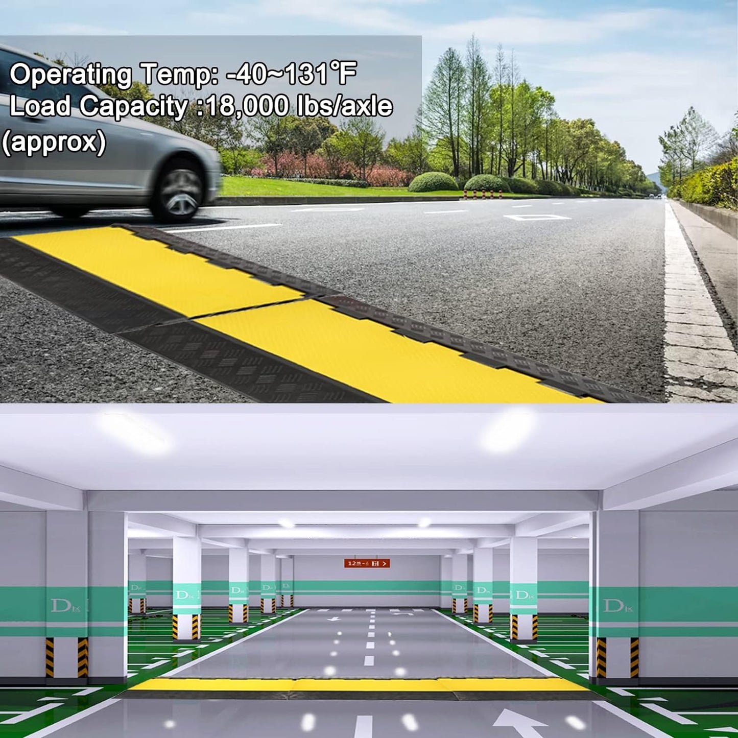 CXRCY 5 Channel Cable Protectors Ramp, 2Pack Cable Ramps,18000lbs Capacity Heavy Duty Rubber Driveway Traffic Speed Bumps Hose Cord Cable Protector Ramp for Wire/Hose/Pipe Hider