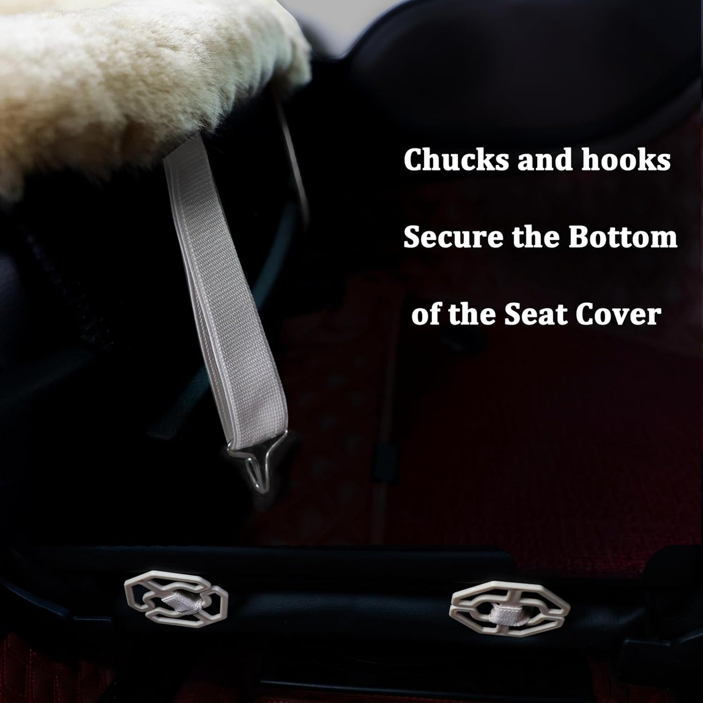 Fluffy Genuine Sheepskin Car Seat Cover for Auto Fuzzy Interior Accessories Cushion with Soft Wool Natural Fur Non-Slip (Pearl, Front20*20Inch)