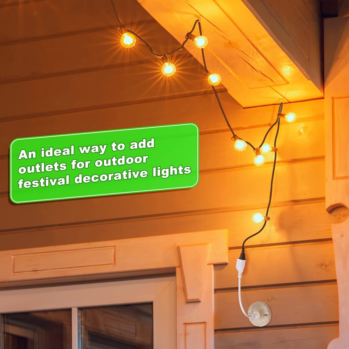 Feekoon 1 Pack 3 Outlet Light Socket Adapter, Convert E26/E27 Bulb Socket to 3 Prong Outlet with Extension Cord, Light Bulb Plug Adapter Converter Suitable for Outdoor Porch Garage Patio Use (White)