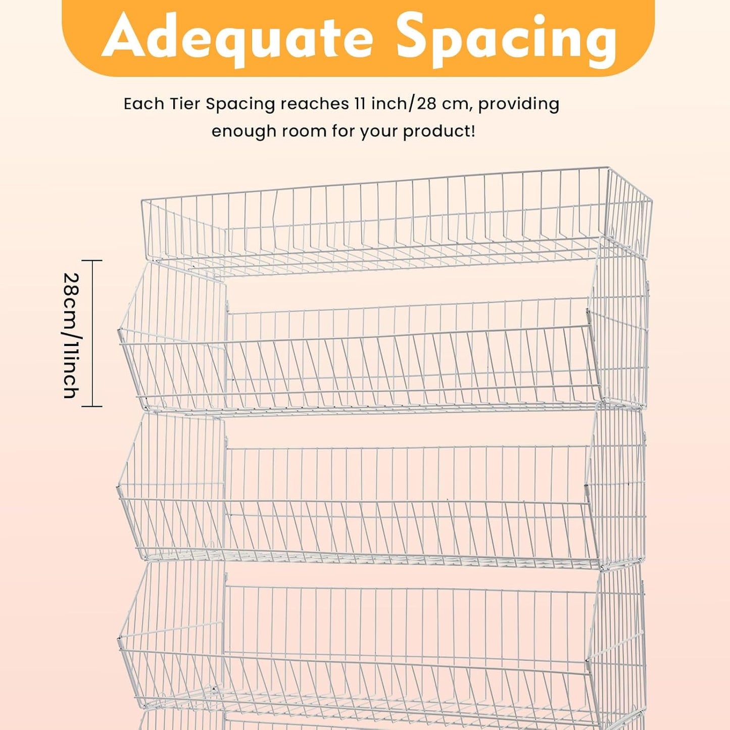 Retail Display Rack 5-Tier Market Merchandise Display Shelf Fruit Storage Shelf Vegetable Snack Basket Retail Store Supplies with Wheels for Home Store Market (18" D X 35" W X 55" H-White)