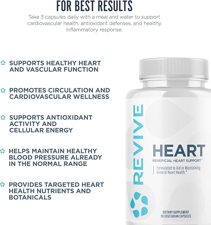 Revive MD Health Supplements, 90 Veggie Capsules - CoQ10 Supplement Supports Heart Muscle Function - Coenzyme Q10 200mg Promotes Healthy Flow - Vegan-Friendly & Gluten-Free