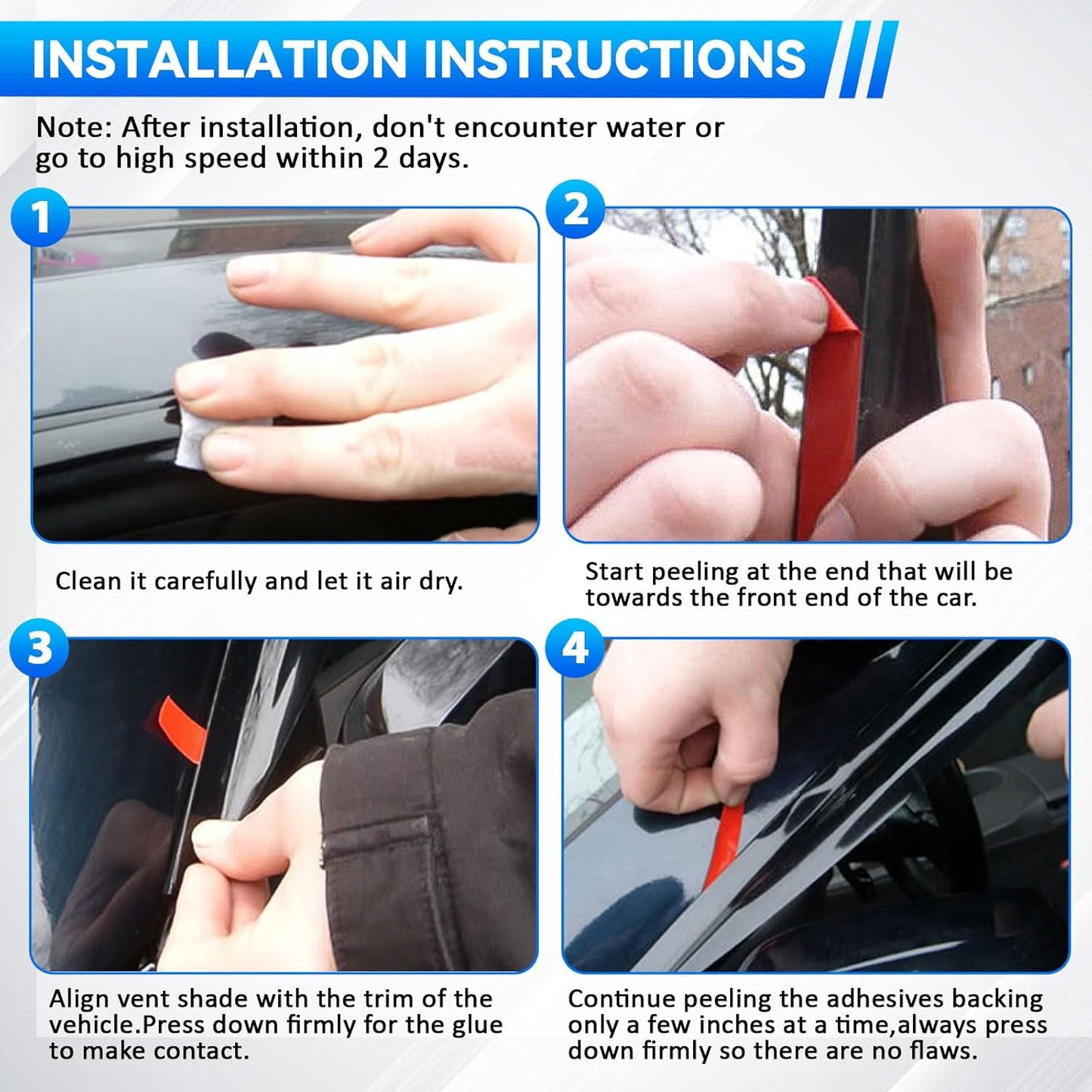 4pcs Front+Rear Smoke Tint Sun/Rain Guard Outside Mount Tape-On Vent Window Visors Compatible with 02-08 B6/B7 A4/A4 Quattro 04-08 S4/RS4 4-Door Sedan