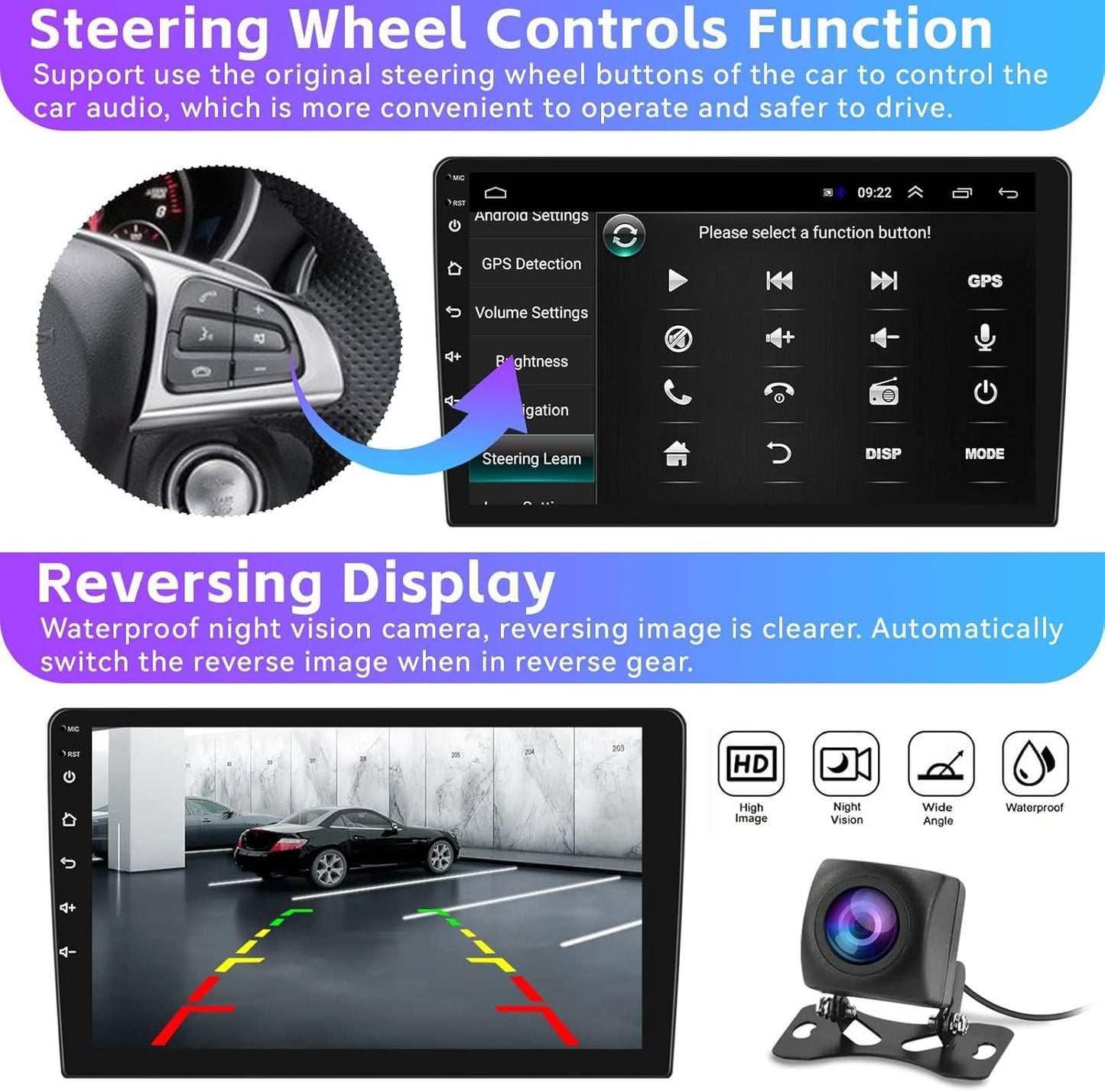 2+64G Android 13 Car Stereo for Hyundai Santa Fe IX45 2013-2018 with Apple Carplay Android Auto Mirror Link 9 inch Touch Screen FM RDS HiFi Bluetooth WiFi GPS+AHD Camera & MIC