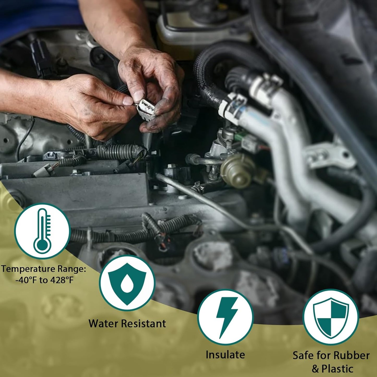 Keze Silicone Dielectric Grease Automotive Die Electric Grease Spark Plug Light Bulb Sockets Battery Terminal Electrical Contact Paste for Marine Against Salt, Dirt Corrosion Brush Top Can, 8 Oz