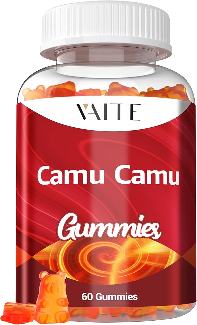 Camu Camu Vitamin C Gummies for Skin and Hair – Antioxidant-Rich, Vegan, Gluten-Free Supplement for Immune Support, Energy Boost, and Collagen – 60 Chewables for Active Men and Women