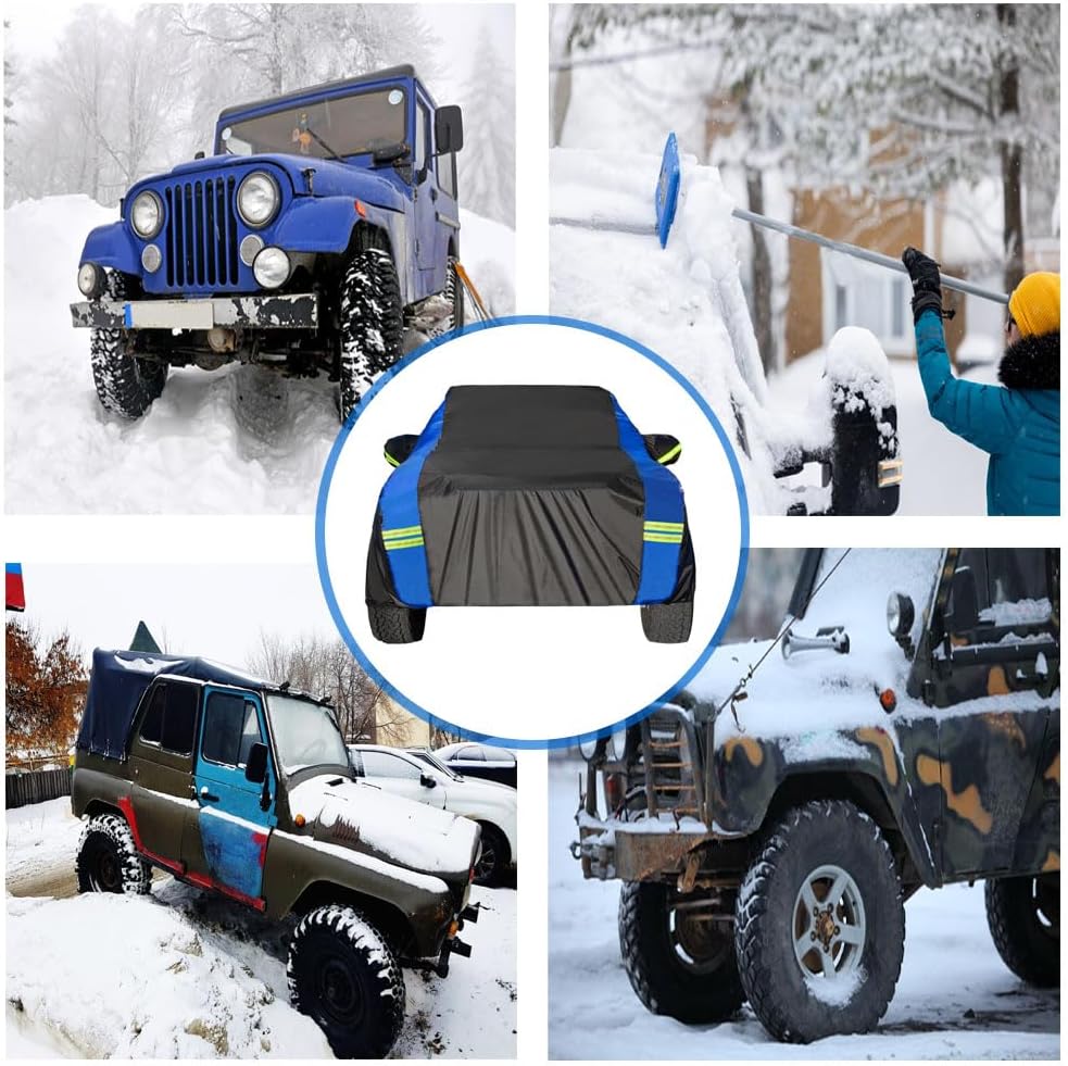 Avecrew Truck Cover Waterproof, All Weather for Truck Cover for Automobiles, Pickup Truck Cover Rain Snow UV Dust Protection(230""-242""), Black-Blue, RZ-21-PXL