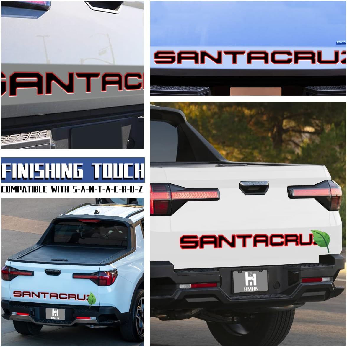 Tailgate Inserts Letters Compatible for 2022 2023 2024 2025 Santa Cruz 3D Raised & Strong Adhesive Decals Letters Rear Emblem Decal Sticker Compatible for Santa Cruz Accessories-Black Red