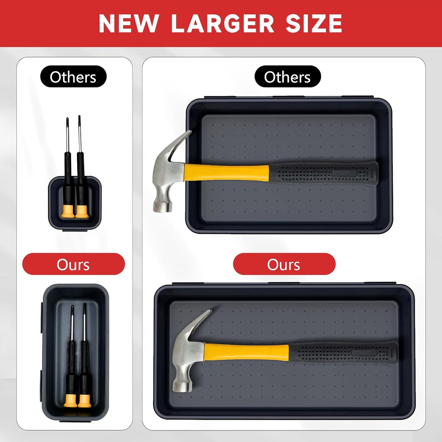 Tool Box Organizer Tray, Toolbox Desk Drawer Organizer, Tool Box Tray, Toolbox Organization Storage for Rolling Tool Chest (60PCS (Black+Red))