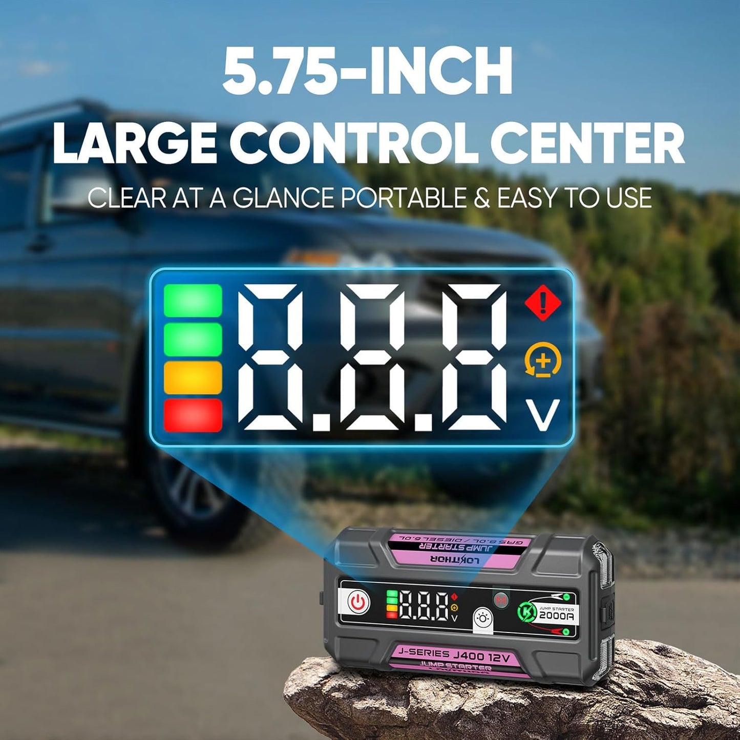 J400 Jump Starter with ConnectMax Tech, 2000A 12V Battery Jumper Starter Portable, Lithium Jump Box and Jump Pack for Up to 8.0-Liter Gas and 6.0-Liter Diesel Engines, Smart Digital Screen