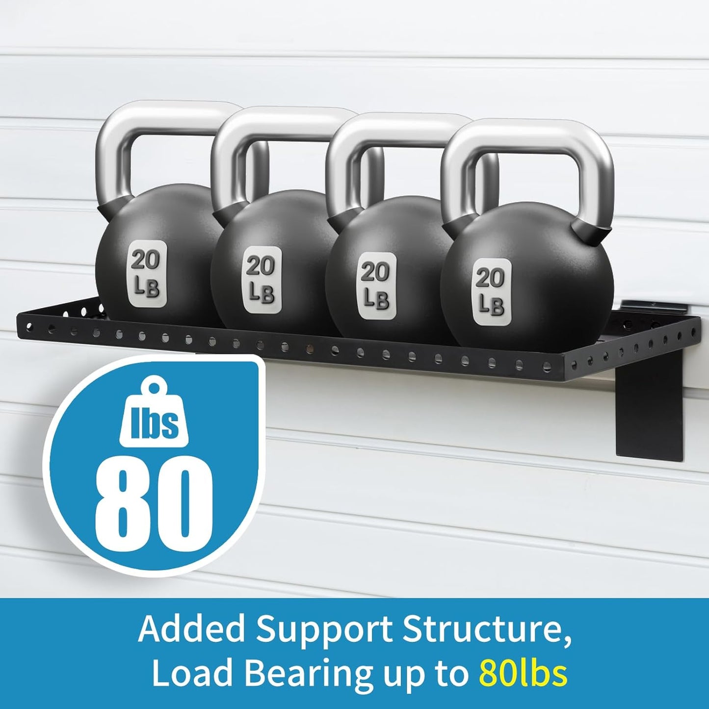 Slatwall Shelves 24x10 Inch, Slatwall Accessories for Retail, Garage, Home Storage, Heavy Duty Slat Wall Hanging Shelf (4, Black)