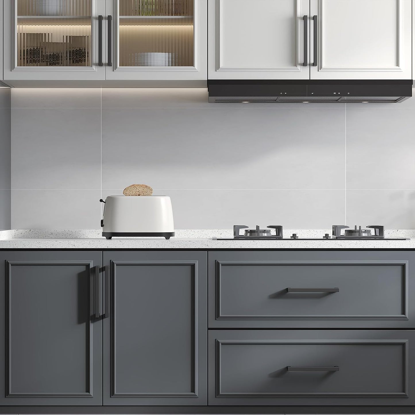 goldenwarm 50 Pack 5 Inch Black Cabinet Handles - Matte Black Drawer Pulls Stainless Steel - 128mm Cabinet Hardware Square Bar Modern Cabinet Pulls for Kitchen Bathroom Cupboard