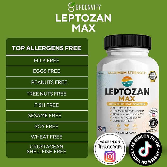 Leptozan Max, 800mg Horseradish Tree Moringa Supplement, 60 Veggie Capsules, 30 Day Supply (1)